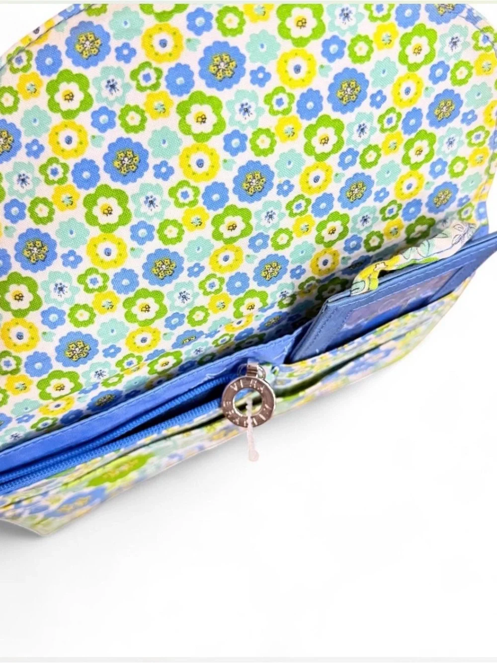 Vera Bradley Vintage Blue Green Yellow Floral Clutch